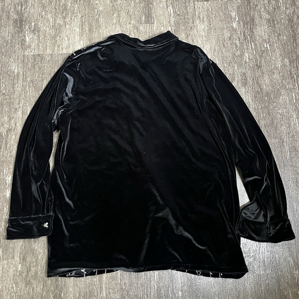 Vintage Disney Catalog Shirt Womens 1X Black Velour Mickey Button Embroidered - Picture 9 of 9